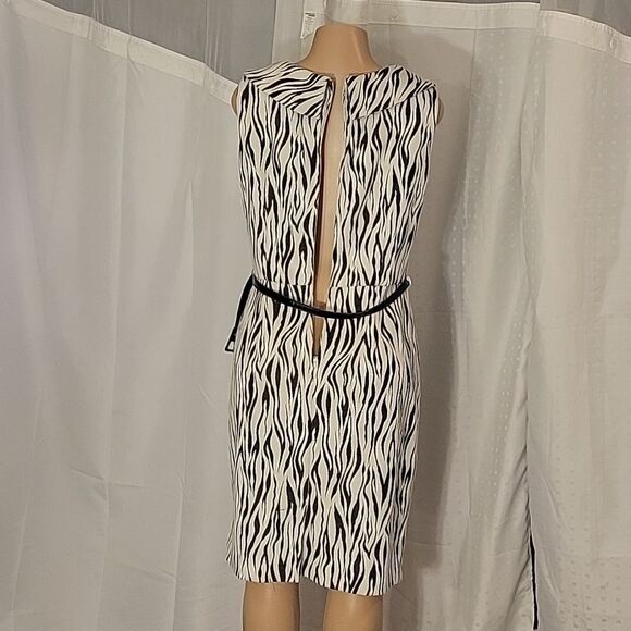 KARIN STEVENS RARE TOASTED ZEBRA PRINT SLEEVELESS ZIPPER CLOSURE DRESS - Picture 11 of 15